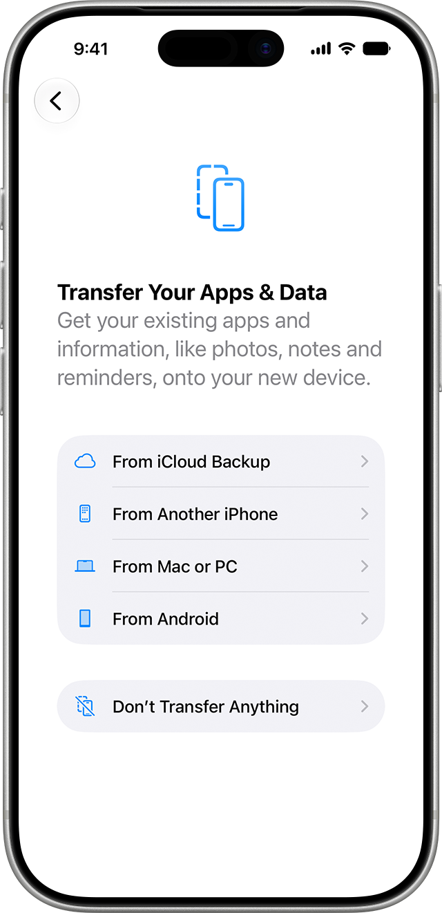 Transfer Your Apps & Data — məlumatların köçürülməsi