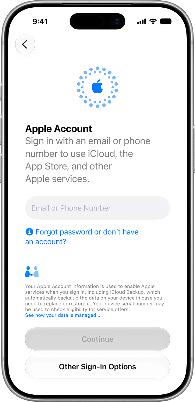 Apple Account — hesaba giriş